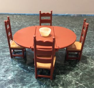 Vintage Fisher - Price Doll House Dining Room Set For The 4” Dolls,  1970’s
