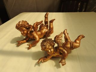Antique Italian Rococo Style Gilded Carved Wood Putti Poss.  Grand Tour Souvenirs