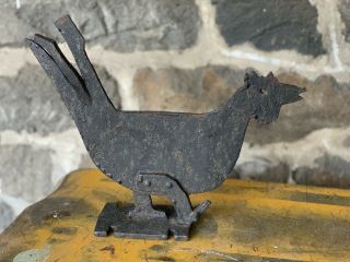 Antique Primitive Chicken Sign Topper Or Weathervane Pennsylvania Folk Art Aafa