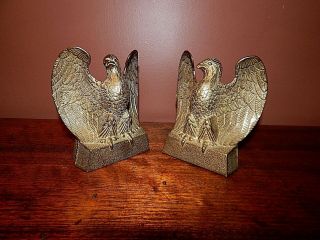 Antique Solid Brass Eagle Bookends (not Plated),  Exceptional Detail,  V Fine Cond