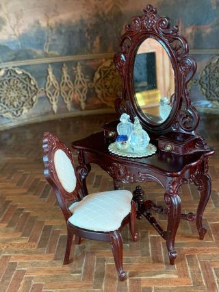 Miniature Dollhouse Early Fantastic Merchandise Lady Dressing Table Chair Tray