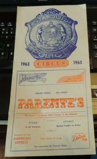 1963 St.  Louis Missouri Police Circus Program Brochure Acts And Advertising