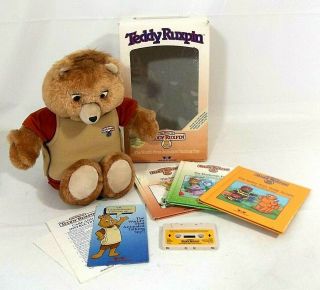 1985 Alchemy Ii Teddy Ruxpin Talking Bear W/3 Books & Cassette,  Box