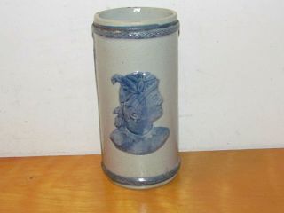 Antique Old Sleepy Eye Cattail Vase,  Western Stoneware Pottery