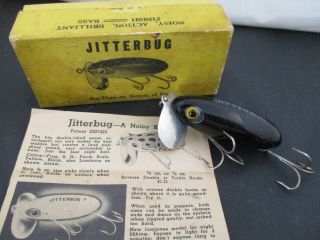 Vintage Fred Arbogast Jitterbug & Insert Black Fishing Lure