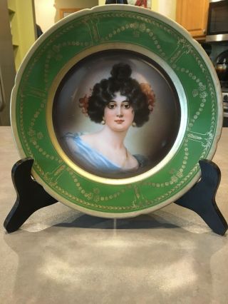 Antique Victorian Imperial Psl Austria Hand Painted Woman Portrait Bust Plate