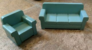Strombecker Miniature Dollhouse Furniture.  Couch And Chair