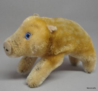 Steiff Dalle Young Wild Boar Pig Mohair Plush 10cm 4in 1960s No Tail No Id