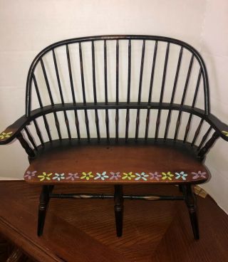 18” Doll Vintage Windsor Style Bench Loveseat Fits American Girl Hand Painted