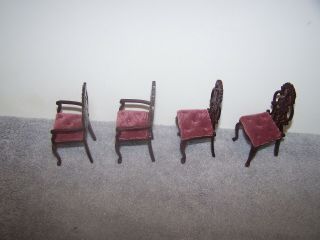 1:12 Dollhouse Miniature Set of 4 Chairs Not Signed 2