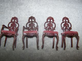 1:12 Dollhouse Miniature Set of 4 Chairs Not Signed 3