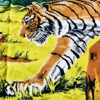 Bengal Tiger Family Pattern 50” X 32” Tapestry Vintage Wall Rug Felt Feel