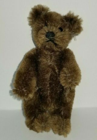 Steiff Miniature Bear 3.  5 " Vintage Dark Brown Chest No Tag Just A Hole Ear
