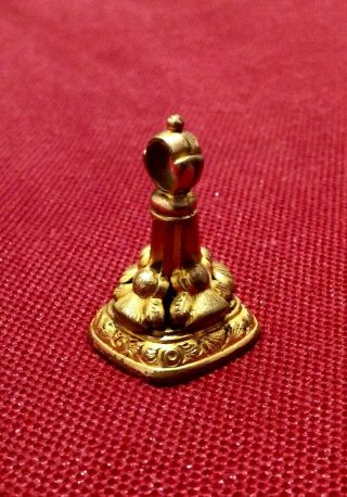 Antique Victorian Rolled Gold Fob For Pocket Watch Chain,  Scottish Thistle,  Stone