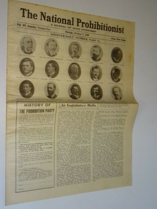 1909 The National Prohibitionist Paper October 7 Anniversary Number Part Ii