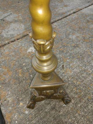 Belgian - Dutch - French Brass Antique Gothic Pricket Candlestick Candleholder 3