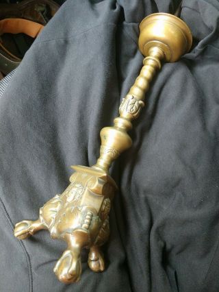 Belgian - Dutch - French Brass Antique Gothic Pricket Candlestick Candleholder 4