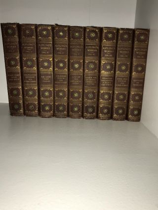 Rudyard Kipling’s Sahib Edition Vintage Antique 9 Volume Set Fine Binding