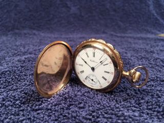 Vintage Waltham Ladies Pocket Watch 14k 2 - Tone Rgf Gorgeous Dial & Ornate Case