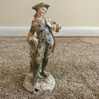 Antique Volkstedt German Porcelain Figurine Of A Dandy Man / Gentleman