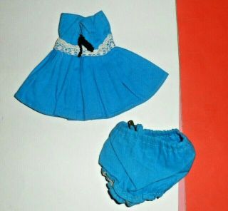 Vogue Ginny Vintage Doll Clothes Blue Cotton Dress Set Fit 8 " Tagged