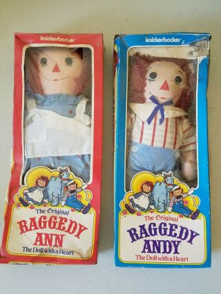 Vintage Knickerbocker Raggedy Ann And Andy 15 " Dolls