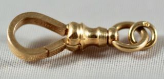 Antique Swivel Clasp 10k Yellow Gold Victorian Pocket Watch Chain Clasp