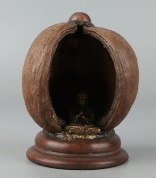 Chinese Exquisite Handmade Gourd Splice Copper Buddha Statue