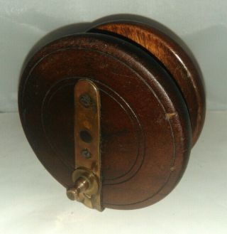 Vintage Brass And Wood Fishing Reel