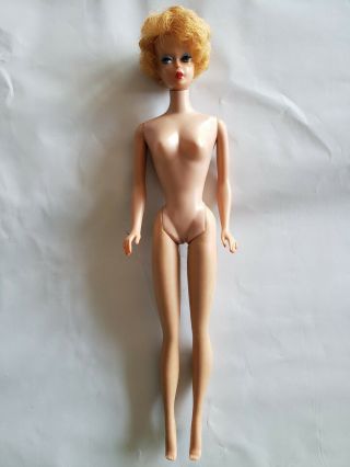 Vintage Mattel Blonde Bubblecut Barbie Straight Leg Tlc (probably Repaint)