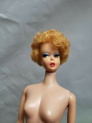 Vintage Mattel Blonde Bubblecut Barbie Straight Leg TLC (probably repaint) 2