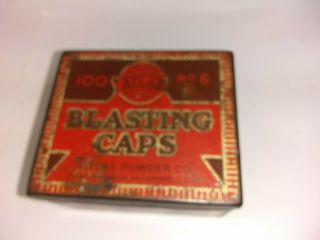 Antique Vintage ATLAS Powder Co 100 Ct.  No.  6 Blasting Caps Tin Rectangle 2