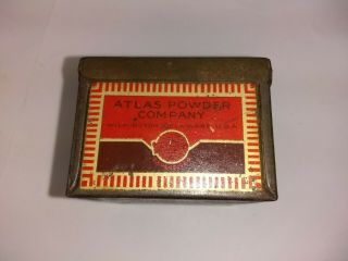 Antique Vintage ATLAS Powder Co 100 Ct.  No.  6 Blasting Caps Tin Rectangle 4