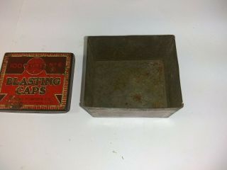 Antique Vintage ATLAS Powder Co 100 Ct.  No.  6 Blasting Caps Tin Rectangle 8