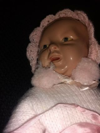 Parsons And Jackson Company Celluloid Doll dressed in a pink sweater dress 6