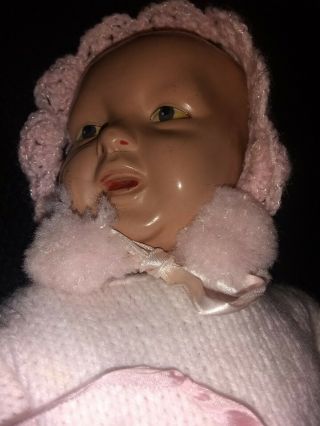 Parsons And Jackson Company Celluloid Doll dressed in a pink sweater dress 7