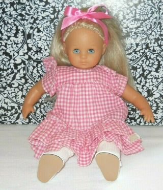 Vintage Doll Zapf Creation Girl Blonde Hair Tagged Dress 16 " Shoes