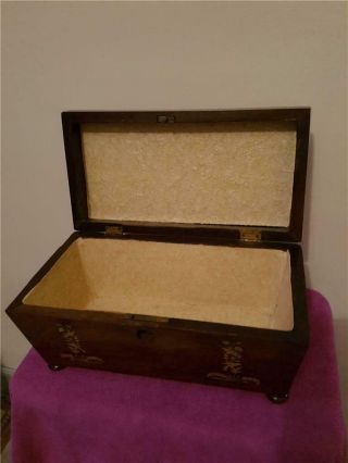 19th Century Victorian Tea Caddy Box with Mother of Pearl for Light Restoration 5