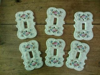 5 Vintage Japan Porcelain Light Switch Plates Covers,  Floral,  Shabby Chic