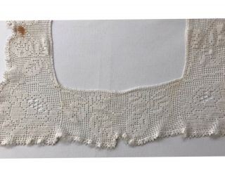 Antique Hand Filet Crocheted Edging Trim Lace or Bodice Off White Cotton 2