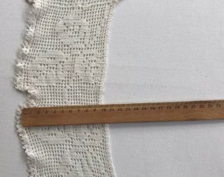 Antique Hand Filet Crocheted Edging Trim Lace or Bodice Off White Cotton 3