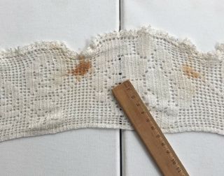 Antique Hand Filet Crocheted Edging Trim Lace or Bodice Off White Cotton 4