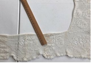 Antique Hand Filet Crocheted Edging Trim Lace or Bodice Off White Cotton 5