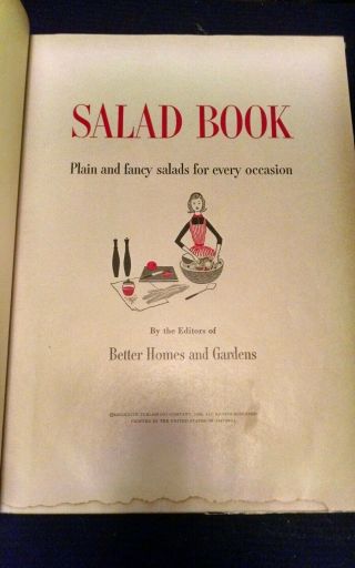 Salad Book,  Vintage Cookbook,  Better Homes and Gardens,  1958,  Hardcover w/DJ 4
