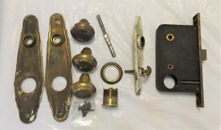 Antique Vintage Russwin Mortise Entry Door Lock Set With Extra Parts