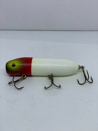 Old 4 " Bass Oreno Luhr Jensen Fishing Lure Top Water Red White With Eyes