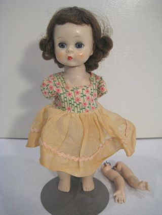Vintage 50s Madame Alexander Kins 8 " Doll Straight Leg Tlc Floral Dress 1950s