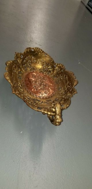 Antique French Rococo Brass Ornate /cherubs & Angel Design Dish Center Piece