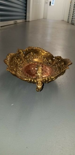 Antique French Rococo Brass Ornate /Cherubs & Angel Design Dish Center Piece 3