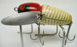 Vintage Fishing Lure,  Wooden Heddon Crazy Crawler,  Donaly Flaps,  Red Head Shore